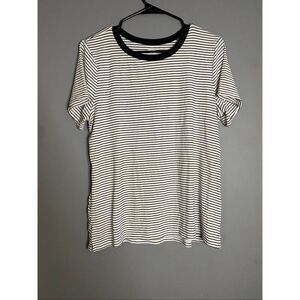 Old Navy Black White Stripe Crewneck Short Sleeve Shirt Size XL Slim Fit